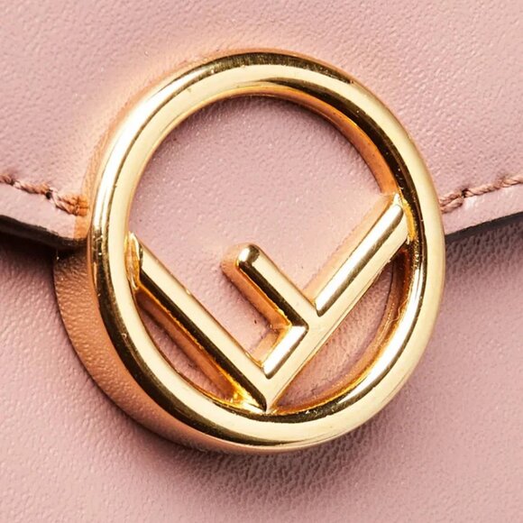 Fendi Dark Pink Studded Leather Continental Wallet On Chain - Picture 5 of 11